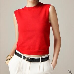 J. Crew Featherweight cashmere-blend cropped sweater shell Small Red Arroyo NWT